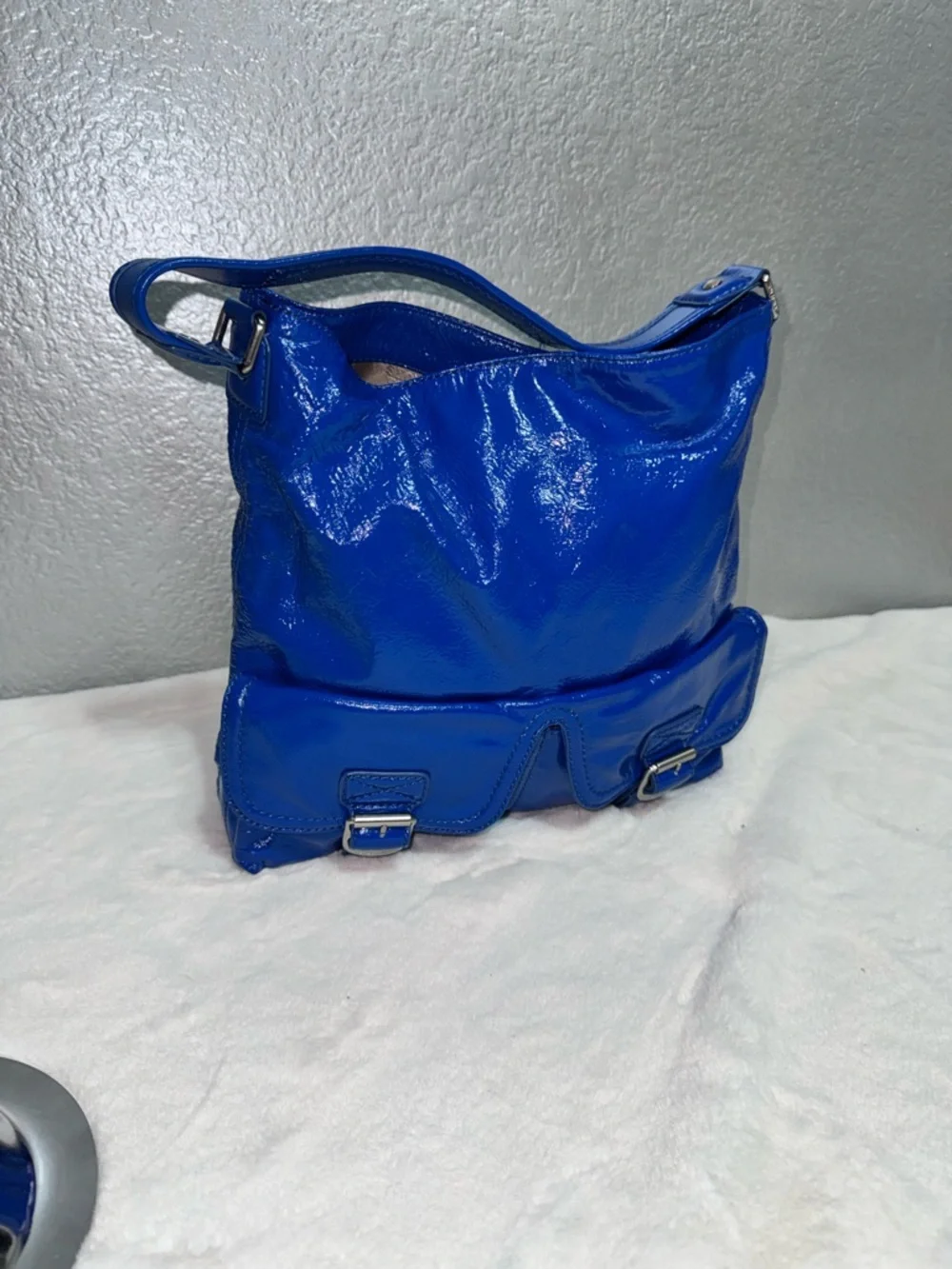 Patent Leather Shoulder Bag in Cobalt Blue - Picture 14 of 17